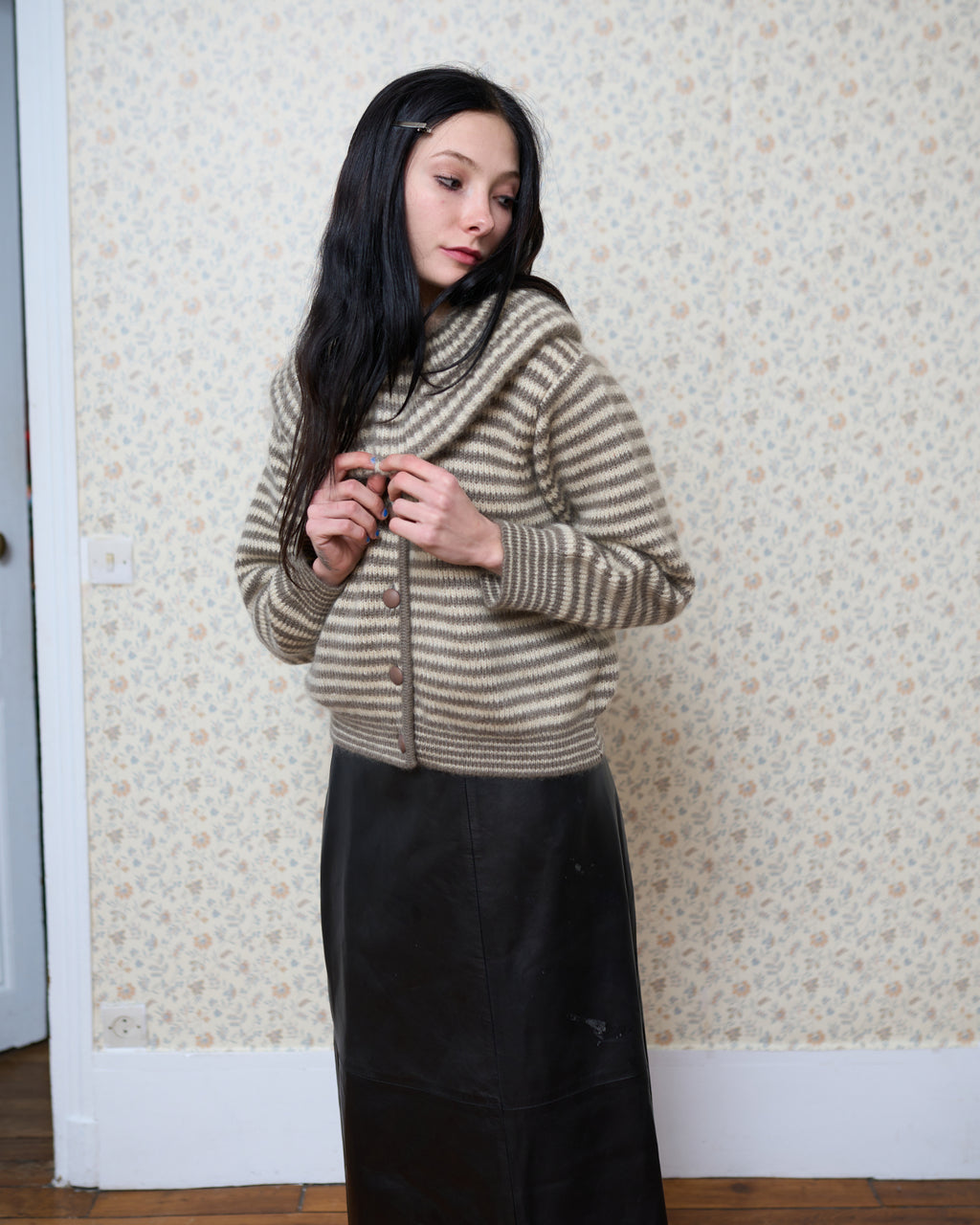 Chloe Striped Wool Cardigan